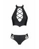 Комплект з екошкіри Passion Nancy Bikini 6XL/7XL black, бра та трусики з імітацією шнурівки Комплект з екошкіри Passion Nancy Bikini 6XL/7XL black, бра та трусики з імітацією шнурівки