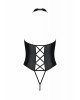 Боді з екошкіри Passion Nancy Body 6XL/7XL black, з імітацією шнурівки та відкритим доступом