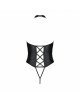 Боді з екошкіри Passion Nancy Body 6XL/7XL black, з імітацією шнурівки та відкритим доступом