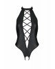 Боді з екошкіри Passion Nancy Body 6XL/7XL black, з імітацією шнурівки та відкритим доступом