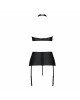 Комплект з екошкіри Passion Nancy Set 4XL/5XL black, імітація шнурівки, топ, пояс для панчіх Комплект з екошкіри Passion Nancy Set 4XL/5XL black, імітація шнурівки, топ, пояс для панчіх