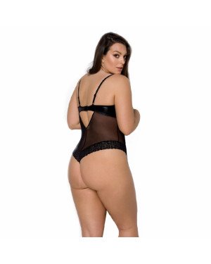 Боді Passion Exclusive North Body 4XL/5XL black, відкриті груди, з доступом, вініл та мережива Боді Passion Exclusive North Body 4XL/5XL black, відкриті груди, з доступом, вініл та мережива