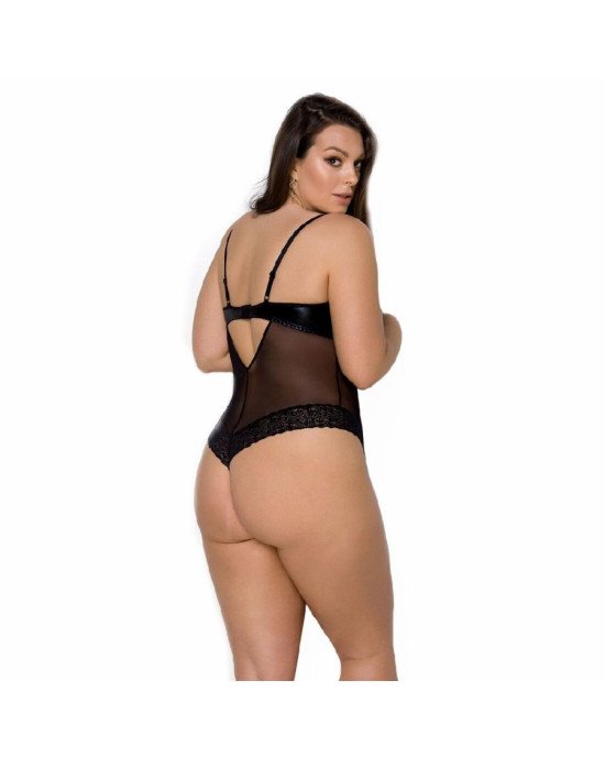 Боді Passion Exclusive North Body 6XL/7XL black, відкриті груди, з доступом, вініл та мережива Боді Passion Exclusive North Body 6XL/7XL black, відкриті груди, з доступом, вініл та мережива