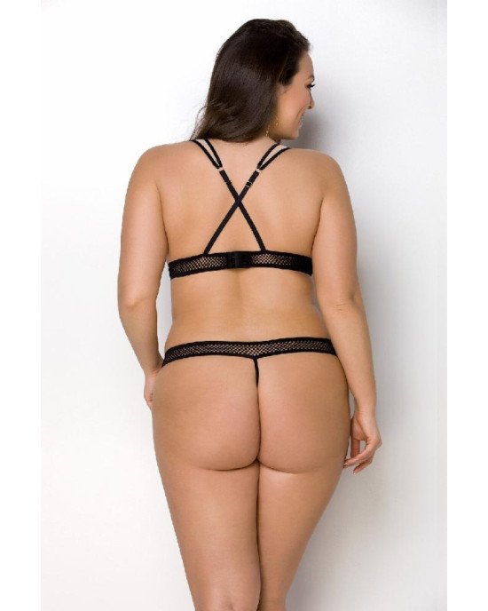 Комплект білизни Passion Viena Set 6XL/7XL beige, ліф, стрінги з доступом, бантики Комплект білизни Passion Viena Set 6XL/7XL beige, ліф, стрінги з доступом, бантики