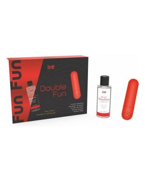 Набір Intt DOUBLE FUN: віброкуля (10 режимів, перезаряджувана), полунична змазка на водній основі
