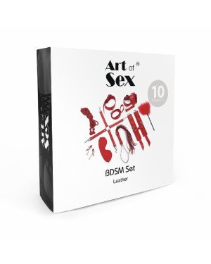 Набір Art of Sex - BDSM Set Leather, 10 предметів, натуральна шкіра, Чорний