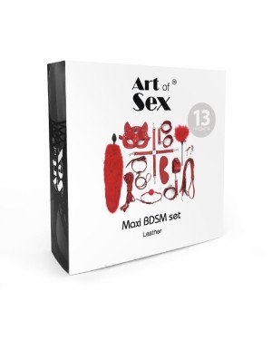 Набір Art of Sex - Maxi BDSM Set Leather, 13 предметів, натуральна шкіра, Чорний