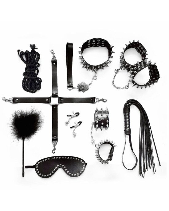 Набір Art of Sex - Spikes BDSM Set Leather, 10 предметів, натуральна шкіра, Чорний Набір Art of Sex - Spikes BDSM Set Leather, 10 предметів, натуральна шкіра, Чорний