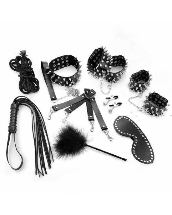 Набір Art of Sex - Spikes BDSM Set Leather, 10 предметів, натуральна шкіра, Чорний Набір Art of Sex - Spikes BDSM Set Leather, 10 предметів, натуральна шкіра, Чорний