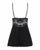 Сатиновий пеньюар із мереживом Obsessive 810-BAB-1 babydoll & thong S/M, чорний, пеньюар, танга Сатиновий пеньюар із мереживом Obsessive 810-BAB-1 babydoll & thong S/M, чорний, пеньюар, танга