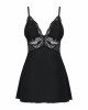 Сатиновий пеньюар із мереживом Obsessive 810-BAB-1 babydoll & thong S/M, чорний, пеньюар, танга Сатиновий пеньюар із мереживом Obsessive 810-BAB-1 babydoll & thong S/M, чорний, пеньюар, танга