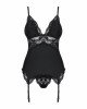 Сатиновий мереживний корсет Obsessive 810-COR-1 babydoll & thong S/M, чорний, корсет, танга Сатиновий мереживний корсет Obsessive 810-COR-1 babydoll & thong S/M, чорний, корсет, танга