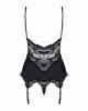 Сатиновий мереживний корсет Obsessive 810-COR-1 babydoll & thong S/M, чорний, корсет, танга Сатиновий мереживний корсет Obsessive 810-COR-1 babydoll & thong S/M, чорний, корсет, танга