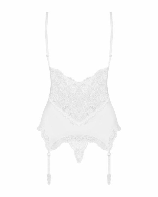 Сатиновий мереживний корсет Obsessive 810-COR-2 babydoll & thong S/M, білий, корсет, танга Сатиновий мереживний корсет Obsessive 810-COR-2 babydoll & thong S/M, білий, корсет, танга
