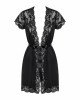 Сатиновий відкритий пеньюар на поясі Obsessive 810-PEI–1 peignoir black L/XL, чорний Сатиновий відкритий пеньюар на поясі Obsessive 810-PEI–1 peignoir black L/XL, чорний