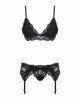Мереживний комплект білизни Obsessive 810-SEG-1 S/M Black, бюстгальтер, стрінги, пояс для панчіх Мереживний комплект білизни Obsessive 810-SEG-1 S/M Black, бюстгальтер, стрінги, пояс для панчіх