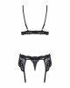 Мереживний комплект білизни Obsessive 810-SEG-1 S/M Black, бюстгальтер, стрінги, пояс для панчіх Мереживний комплект білизни Obsessive 810-SEG-1 S/M Black, бюстгальтер, стрінги, пояс для панчіх