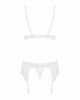 Мереживний комплект білизни Obsessive 810-SEG-1 L/XL White, бюстгальтер, стрінги, пояс для панчіх