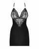 Сатиновий комплект для сну з мереживом Obsessive 828-CHE-1 chemise & thong L/XL, чорний, сорочка, ст Сатиновий комплект для сну з мереживом Obsessive 828-CHE-1 chemise & thong L/XL, чорний, сорочка, ст