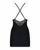 Сатиновий комплект для сну з мереживом Obsessive 828-CHE-1 chemise & thong L/XL, чорний, сорочка, ст Сатиновий комплект для сну з мереживом Obsessive 828-CHE-1 chemise & thong L/XL, чорний, сорочка, ст