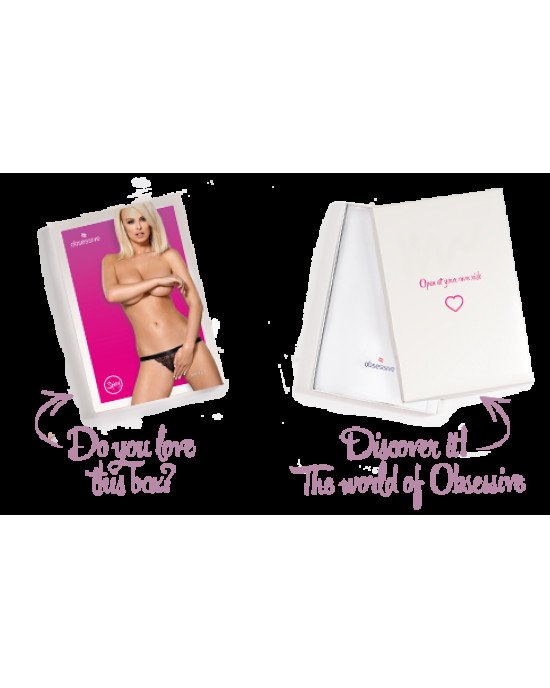 Мереживні танги з доступом Obsessive 828-THC-1 crotchless thong L/XL, чорні