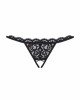 Мереживні танги з двома отворами Obsessive 831-THC-1 crotchless thong S/M, чорні, бантики