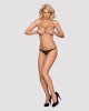 Мереживні танги з двома отворами Obsessive 831-THC-1 crotchless thong S/M, чорні, бантики
