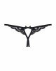 Мереживні танги з двома отворами Obsessive 831-THC-1 crotchless thongL/XL, чорні, бантики
