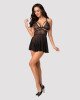 Еротичний мереживний комплект із сіточкою Obsessive 838-BAB-1 babydoll & thong black L/XL, чорний, п Еротичний мереживний комплект із сіточкою Obsessive 838-BAB-1 babydoll & thong black L/XL, чорний, п