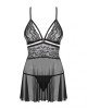 Еротичний мереживний комплект із сіточкою Obsessive 838-BAB-1 babydoll & thong black XXL, чорний, пе Еротичний мереживний комплект із сіточкою Obsessive 838-BAB-1 babydoll & thong black XXL, чорний, пе
