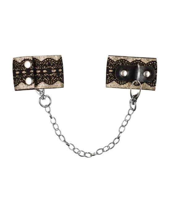 Наручники з блискітками та ланцюгом Obsessive A746 cuffs, чорно-золоті Наручники з блискітками та ланцюгом Obsessive A746 cuffs, чорно-золоті