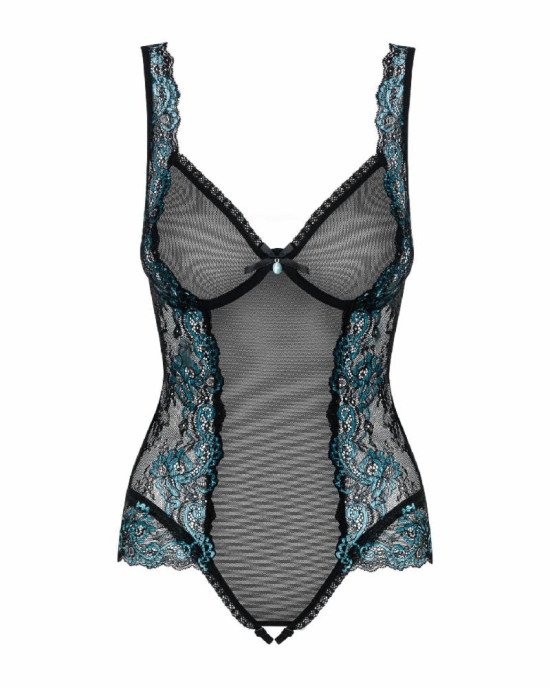 Сітчасте боді на кісточках Obsessive Amanta teddy S/M, чорне, з доступом Сітчасте боді на кісточках Obsessive Amanta teddy S/M, чорне, з доступом