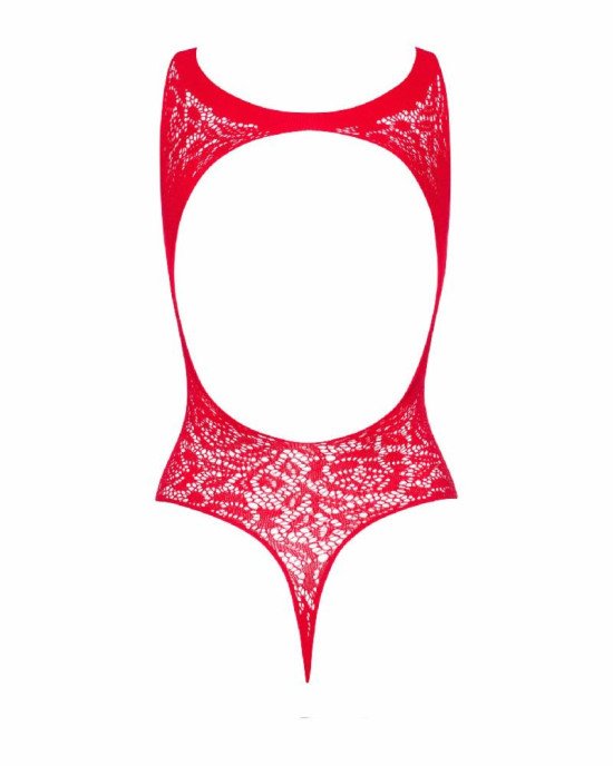 Ажурний бодістокінг із ефектом шнурівки Obsessive B120 teddy red S/M/L, червоний Ажурний бодістокінг із ефектом шнурівки Obsessive B120 teddy red S/M/L, червоний