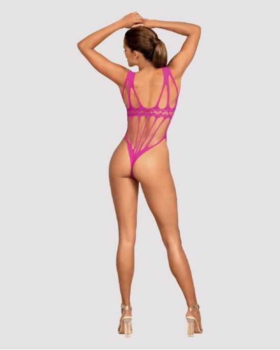 Сітчастий бодістокінг із поздовжніми вирізами Obsessive B121 teddy S/M/L, рожевий Сітчастий бодістокінг із поздовжніми вирізами Obsessive B121 teddy S/M/L, рожевий