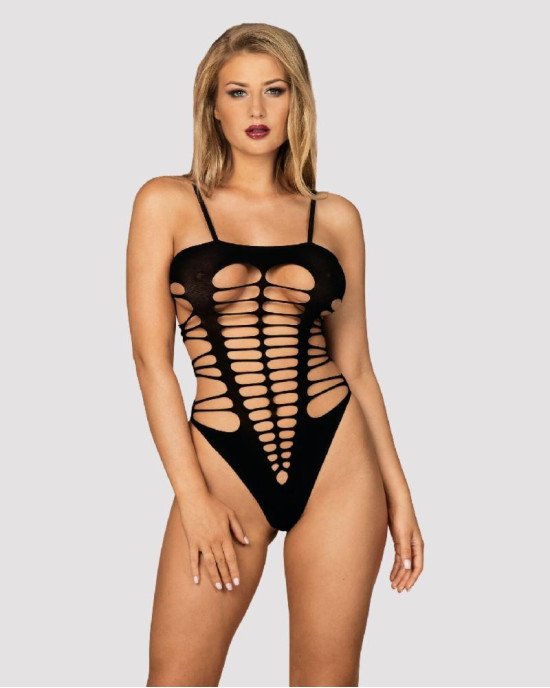 Бодістокінг із поперечними вирізами Obsessive B122 teddy S/M/L, чорний Бодістокінг із поперечними вирізами Obsessive B122 teddy S/M/L, чорний