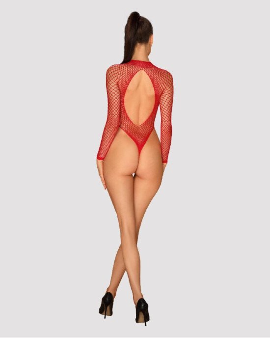 Сітчастий бодістокінг із довгим рукавом Obsessive B126 teddy red S/M/L, червоний Сітчастий бодістокінг із довгим рукавом Obsessive B126 teddy red S/M/L, червоний