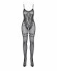 Бодістокінг Obsessive Bodystocking F213 S/M/L, імітація мереживного боді та резинки для панчіх Бодістокінг Obsessive Bodystocking F213 S/M/L, імітація мереживного боді та резинки для панчіх