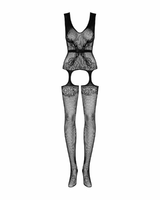 Бодістокінг Obsessive Bodystocking F217 S/M/L, елегантний силуетний малюнок, імітація панчіх Бодістокінг Obsessive Bodystocking F217 S/M/L, елегантний силуетний малюнок, імітація панчіх
