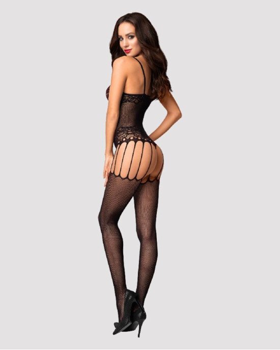 Бодістокінг Obsessive Bodystocking F235 S/M/L, тонкі підв’язки, ніжний декор, сіточка Бодістокінг Obsessive Bodystocking F235 S/M/L, тонкі підв’язки, ніжний декор, сіточка