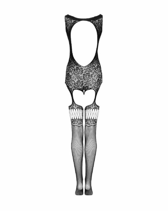 Бодістокінг Obsessive Bodystocking F236 S/Ml/L, глибоке декольте, імітація шнурівки Бодістокінг Obsessive Bodystocking F236 S/Ml/L, глибоке декольте, імітація шнурівки