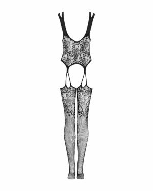 Бодістокінг Obsessive Bodystocking F237 S/M/L, рослинне плетіння, імітація панчіх Бодістокінг Obsessive Bodystocking F237 S/M/L, рослинне плетіння, імітація панчіх