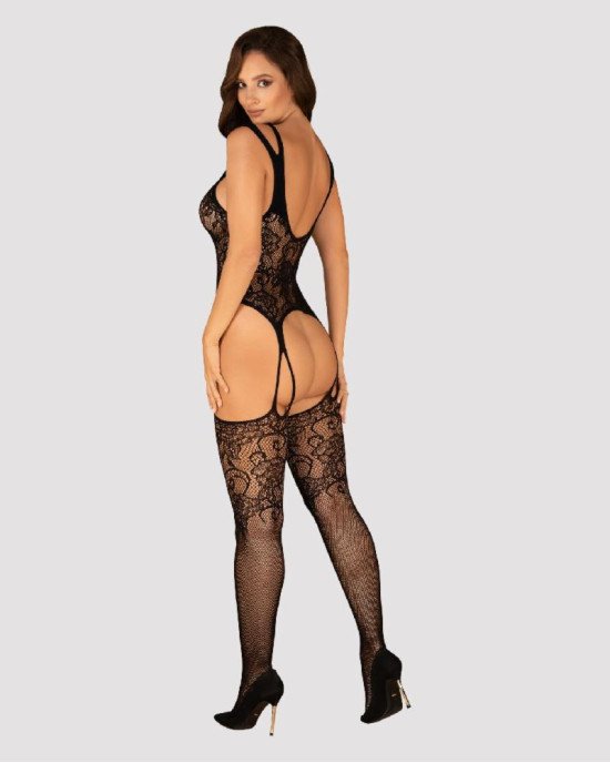 Бодістокінг Obsessive Bodystocking F237 XL/XXL, рослинне плетіння, імітація панчіх Бодістокінг Obsessive Bodystocking F237 XL/XXL, рослинне плетіння, імітація панчіх