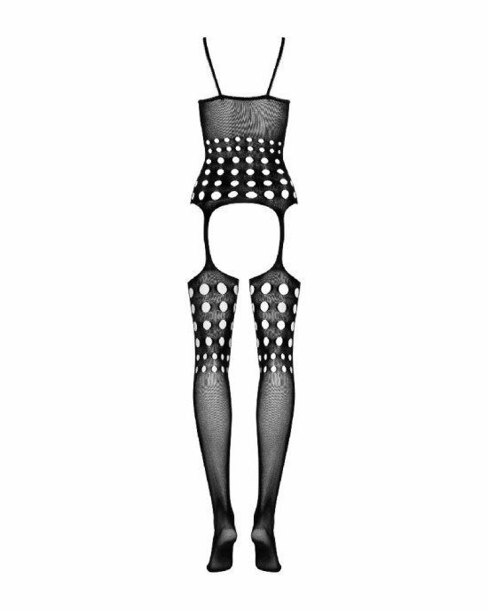 Бодістокінг Obsessive Bodystocking G310 S/M/L, топ, панчохи, підв’язки, круглі вирізи Бодістокінг Obsessive Bodystocking G310 S/M/L, топ, панчохи, підв’язки, круглі вирізи