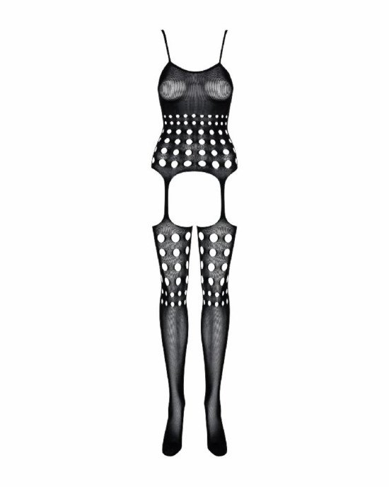 Бодістокінг Obsessive Bodystocking G310 S/M/L, топ, панчохи, підв’язки, круглі вирізи Бодістокінг Obsessive Bodystocking G310 S/M/L, топ, панчохи, підв’язки, круглі вирізи