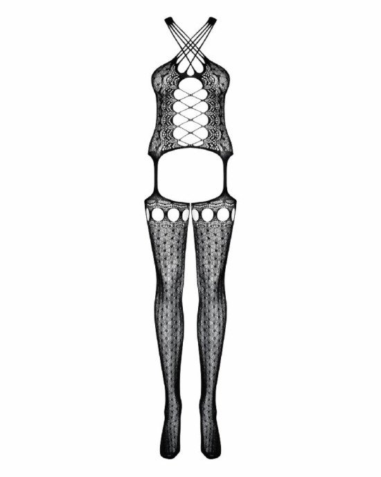 Бодістокінг Obsessive Bodystocking G313 S/M/L, шнурівка, геометричний декор Бодістокінг Obsessive Bodystocking G313 S/M/L, шнурівка, геометричний декор