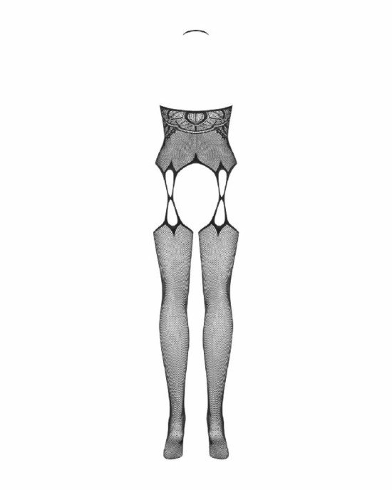 Бодістокінг Obsessive Bodystocking G316 S/M/L, квітковий декор, схрещені підв’язки