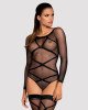 Бодістокінг Obsessive Bodystocking G320 S/M/L, панчохи, боді, декор у вигляді ліній Бодістокінг Obsessive Bodystocking G320 S/M/L, панчохи, боді, декор у вигляді ліній