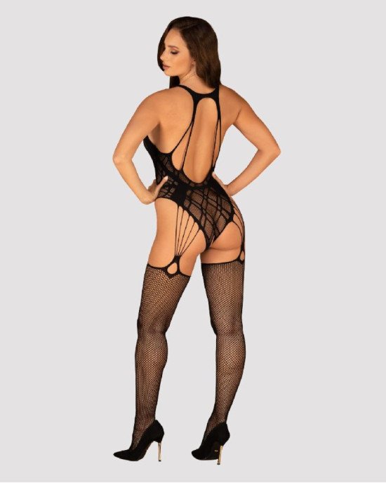 Бодістокінг Obsessive Bodystocking G324 S/M/L black, силуетний малюнок Бодістокінг Obsessive Bodystocking G324 S/M/L black, силуетний малюнок