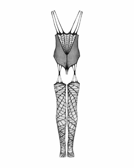 Ажурний бодістокінг під павутину Obsessive Bodystocking G325 black S/M/L, чорний, комбінезон, імітац
