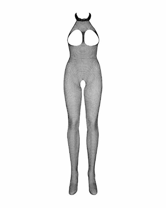 Бодістокінг із дрібної сітки з відкритими грудьми та доступом Obsessive Bodystocking N101 S/M/L, чор Бодістокінг із дрібної сітки з відкритими грудьми та доступом Obsessive Bodystocking N101 S/M/L, чор